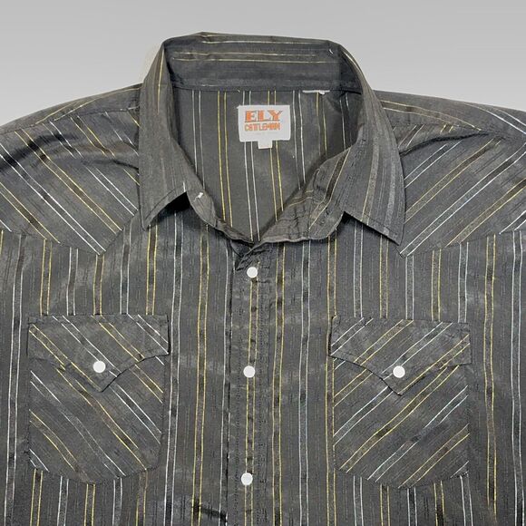 Ely Cattleman Western Shirt Youth XXL Long Sleeve Pearl Snap Stripe Rodeo Cowboy - Picture 2 of 9